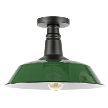 Camila 14" Classic Industrial Indoor/Outdoor Iron LED Semi Flush Mount